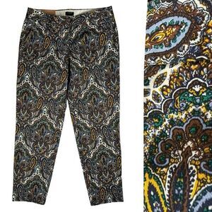 NEW J.CREW City Fit Skimmer Pant Size‎ 2 Paisley Print Low Rise Crop Chino 28x26